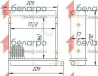 1216.8101060 Радиатор отопителя МТЗ 3-х рядный, патрубки в разные стороны (медно-латунный)
