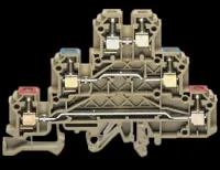 IKD 2,5/F/Q BG Проходная трёхуровневая клемма 3х2 соединения стандартного бежевого цвета
